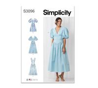 SIMPLICITY Sewing Pattern SS3096AA Misses' and Women's Dress with Length and Sleeve Variations AA (10-12-14-16-18)