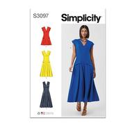 SIMPLICITY Sewing Pattern SS3097Y5 Misses' Dress with Length and Sleeve Variations Y5 (18-20-22-24-26)