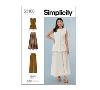SIMPLICITY Sewing Pattern SS3108U5 Misses' Vest, Skirt and Trousers by American Sewing Guild U5 (16-18-20-22-24)