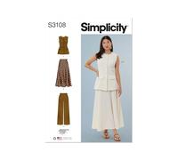 SIMPLICITY Sewing Pattern SS3108U5 Misses' Vest, Skirt and Trousers by American Sewing Guild U5 (16-18-20-22-24)