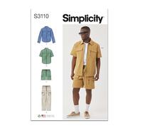 SIMPLICITY Sewing Pattern SS3110BB Men's Shirts, Shorts and Trousers BB (44-46-48-50-52)