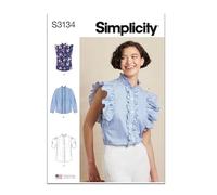 Simplicity Sewing Pattern SS3134U5 Misses' Ruffled Button Front Top with Sleeve Variations U5 (16-18-20-22-24)