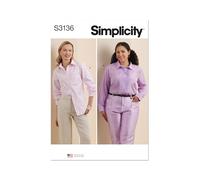 Simplicity Sewing Pattern SS3136M1 Misses' and Women's Button Up Shirt M1 (10-12-14-16-18)