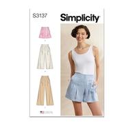 Simplicity Sewing Pattern SS3137R5 Misses' Pleated Shorts and Trousers in Two Lengths R5 (14-16-18-20-22)