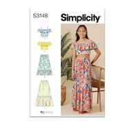 Simplicity Sewing Pattern SS3148A Girls' Ruffle Top and Skirt A (7-8-10-12-14)