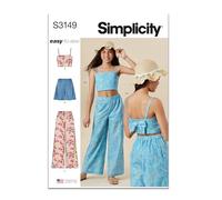 Simplicity Sewing Pattern SS3149A Girls' Top, Shorts and Trousers A (7-8-10-12-14)