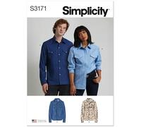 Simplicity Sewing Pattern SS3171A Unisex Western Style Shirt A (XS-S-M-L-XL-XXL)