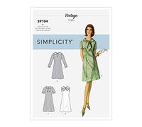 SIMPLICITY Sewing Pattern S9104 Misses' Vintage Dresses with Sleeve & Neckline Variation, Various, R5 (14-16-18-20-22)