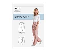 SIMPLICITY Sewing Pattern SS9111U5 Misses' Faux Wrap Pants, Skirt & Shorts