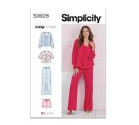 SIMPLICITY Sewing Pattern SS9928A Misses' Lounge Tops, Trousers and Shorts A (XS-S-M-L-XL-XXL)