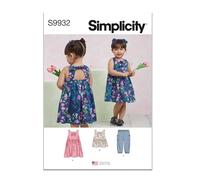 SIMPLICITY Sewing Pattern SS9932A Toddlers' Dress, Top and Trousers A (1/2-1-2-3-4)
