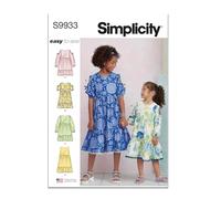 SIMPLICITY Sewing Pattern SS9933K5 Children's and Girls' Dress with Sleeve Variations K5 (7-8-10-12-14)