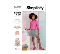 SIMPLICITY Sewing Pattern SS9934A Girls' Tops and Skirts A (7-8-10-12-14)