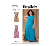 SIMPLICITY Sewing Pattern SS9948W3 Women's Knit Dress with Sleeve and Length Variations W3 (30W-32W-34W-36W-38W)