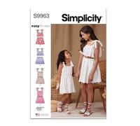 SIMPLICITY Sewing Pattern SS9963K5 Children's and Girls Tops, Skirts, and Dresses K5 (7-8-10-12-14)