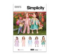 SIMPLICITY Sewing Pattern SS9975OS 18" Doll Clothes by Elaine Heigl Designs OS (ONE SIZE)