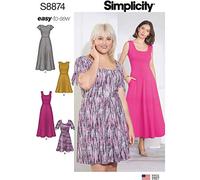 SIMPLICITY Sewing Pattern US8874BB Misses'/Women's Knit Dress, Paper, White, Various