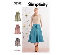 SIMPLICITY SS9377H5 Misses Pants Flared Two Lengths, Featuring Closure Variations, has Soft Pleats from Hip Yoke, Side Seam Pockets. Personalize Your Skirt with The Perfect Buttons, 6-8-10-12-14 , White