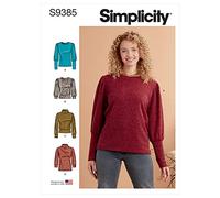 SIMPLICITY SS9385H5 Misses Vest Over-The-Head Knit Tops with Banded or high Neckline, Pleated or Plain Length and Sleeve Variations, 6-8-10-12-14