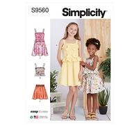 Simplicity SS9560K5 Children's and Girls' Dress, Top and Skirt K5 7-8-10-12-14