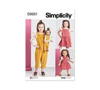 Simplicity SS9661A Children's Knit Tops, Overalls, and Jumper and Doll Clothes for 18" Doll A (3-4-5-6-7-8)
