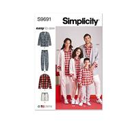 Simplicity SS9691AA Girls', Boys' and Adults' Lounge Shirt, Cardigan, Shorts and Joggers AA (S-M-L)
