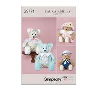 SIMPLICITY SS9771OS Plush Bear with Clothes and Hats by Laura Ashley OS (ONE Size)