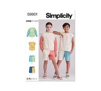 SIMPLICITY SS9801A Girls' and Boys' Sweatshirts and Shorts A (7-8-10-12-14)