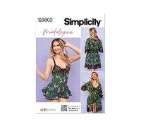 SIMPLICITY SS9802BB Misses' and Women's Robe with Belt and Teddy Lingerie by Madalynne Intimates BB (1X-5X)