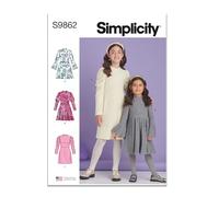 SIMPLICITY SS9862K5 Children's and Girls' Knit Dresses K5 (7-8-10-12-14)