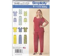 Simplicity Sewing Pattern 1446 - Six Made Easy Pull-On Tops & Pants/Shorts Size GG (26W–32W) White