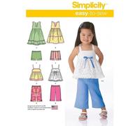 Simplicity Sewing Pattern 1451: Toddlers' Dresses, Top, Cropped Pants and Shorts, Size A, Paper, White, A (1/2-1-2-3-4)