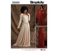 Simplicity US8866R5 Women's Fantasy Cosplay Costume Gown Sewing Patterns, Sizes 14-22