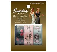 Simplicity Vintage Carded Ribbon 3 Pack-Made for Me, Multi, One Size