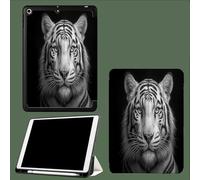 Simplicity White Tiger Pattern Case for iPad (A16) 11th Generation 11 Inch 2025, Tri-fold Stand Leather Cover, Slim Protective Case Smart Cover with Auto Sleep Wake Animals Portraits