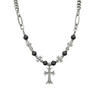Simplicity With Zircon Cross Splice Round Bead Necklace Unisex Necklace Personalized Valentine's Day Birthday Party