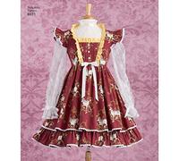 Simplicity Women’s Lolita Costume Dresses Sewing Pattern, Paper, White, 4/6/8/10/12