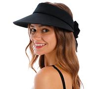Simplicity Women's SPF 50+ UV Protection Wide Brim Beach Sun Visor Hat,Black