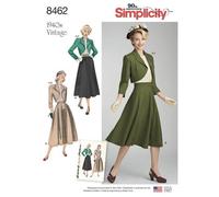 Simplicity 8462Pattern 8462 Women’s Vintage Blouse, Skirt and Lined Bolero, Paper, White, H5 (6-8-10-12-14)