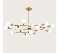 Simplicity Wrought Iron Chandelier -Creative Post-Modern Tree Chandelier;Bedroom Living Room Molecular Light，Golden,12Pcs