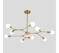 Simplicity Wrought Iron Chandelier -Creative Post-Modern Tree Chandelier;Bedroom Living Room Molecular Light，Golden,9Pcs