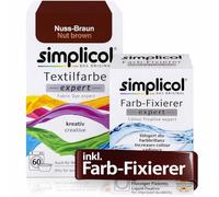 Simplicol Fabric Paint Expert + Colour Fixer Combi Pack Nuss-braun 1716