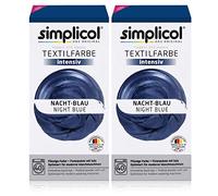 simplicol Intensive Textile Dye (18 Colours), Night Blue 1808, Pack of 2: Easy Textile Dyeing in the Washing Machine, Complete Pack with Dye and Fixing Powder