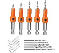 Simplified Use of 15Pcs Quick Change Hex Countersink Bits Ensures Clean Pilot Holes Every Time