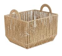 Simplify Large Storage Basket with Round Handles | Dimensions: 15"x 13"x 10" | Vertical Weave Design | Home Organization | Paper Rope Material | Great For Living Spaces