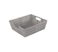 Simplify Rattan Totes, Grey, Large Shelf