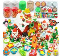 SIMPLIPLAY Christmas Sensory Dough Kit with 6 PCS 18oz Glitter Doughs & Accessories(280+pcs), DIY Christmas Crafts Kids, Stocking Stuffers for Kids, Build a Snowman Kit with Ornaments Creative Gift