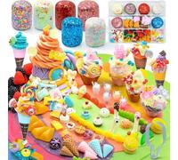 SIMPLIPLAY Ice Cream Sensory Dough Kit, 6 PCS 18oz Glitter Doughs with Accessories(120 Pcs+), Soft Clay Ice Cream Toys with Cone, Mold, Fruit Pieces, Christmas Birthday Gift for Girls Age 3 4 5 6