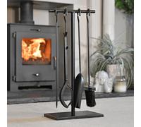 Simplistic Hook Rail 54cm Fireplace Accessories Companion Set - Fireside Tools with Poker, Tongs, Brush and Pan - Elegant and Functional Fireside Companion Set for Fire Log Burner