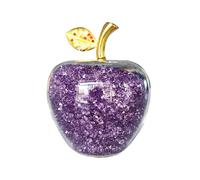 simplmasygenix Crystal Apple Figurine Artificial Glass Apple-Shaped Paperweight Home Decor Filled with Fake Diamonds Fruits Collectibles Art Crafts Ornament Christmas Eve Gifts for Kids (Purple)